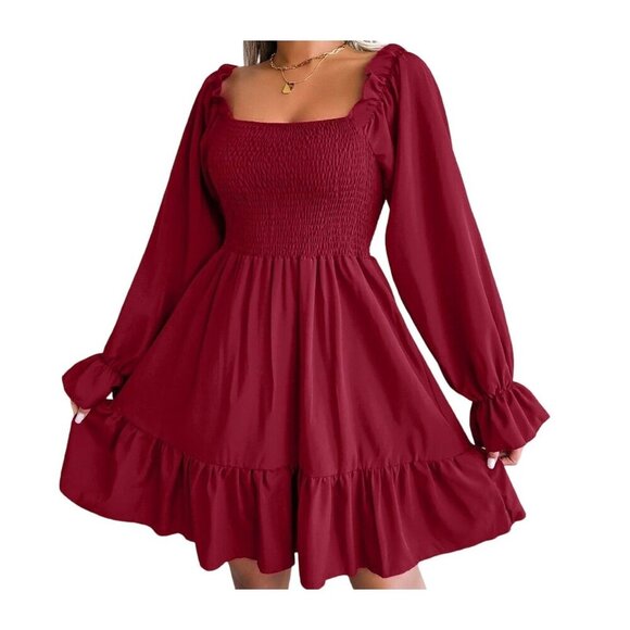 Alishebuy Womens Red Ruched A-Line Dress with Elasticated Bust S, Polyester NWT - Picture 2 of 8